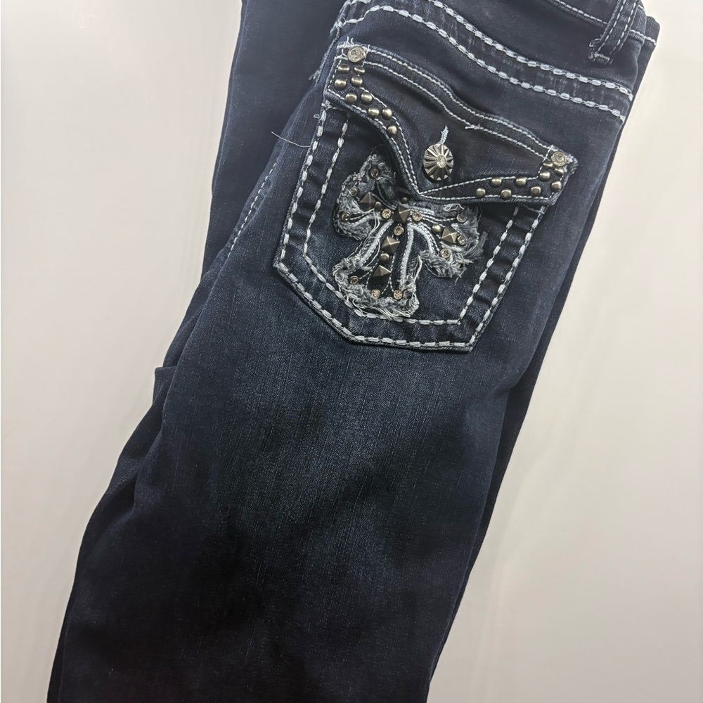 Source Unknown Black Boot Cut Pants with Embellis… - image 1